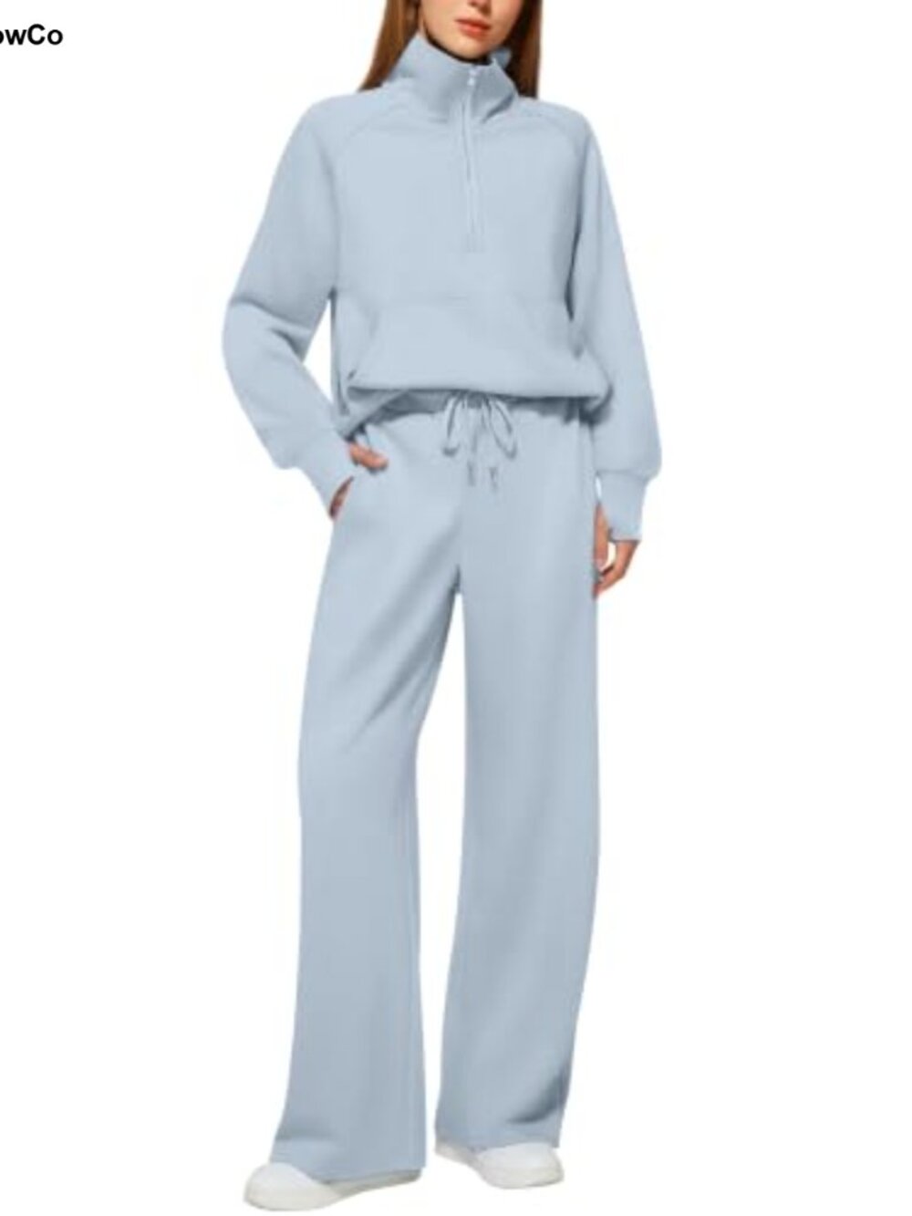 Women's 2 Piece Sweatsuit Set Half Zip Lounge Tracksuit Wide Leg